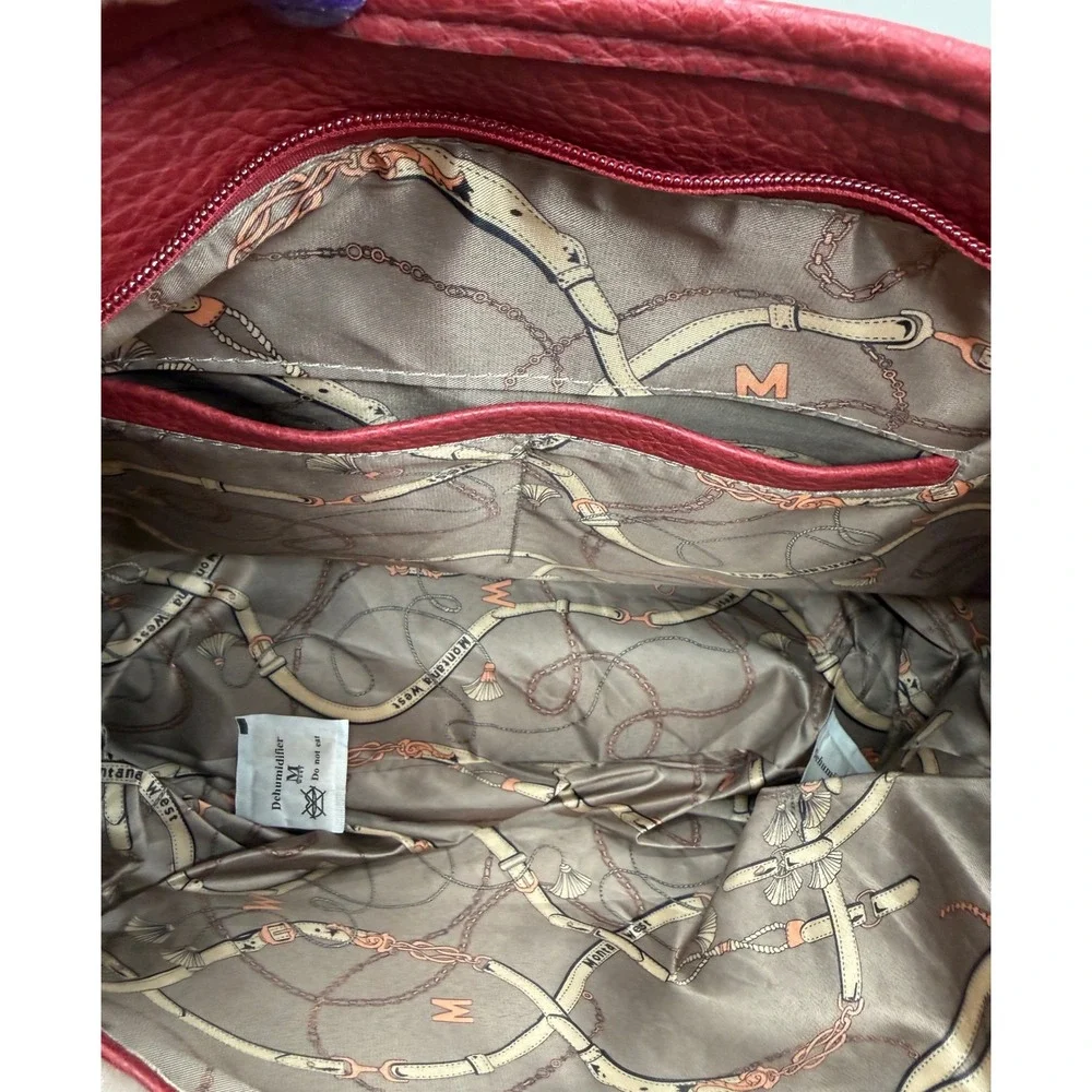 Wrangler Montana West Red Faux Leather Tote Bag Purse Handbag with Pouch - Picture 9 of 13